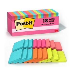 Post-it Notes 3x3 Poptimistic Collection 18 Pads 100 Sheets/Pad 654-18AU-CP